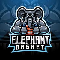 design do logotipo do mascote do elefante esport vetor