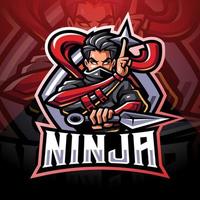 Design do logotipo do mascote ninja esport vetor