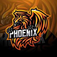 design do logotipo do mascote phoenix esport vetor