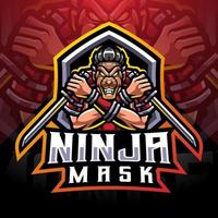 Design do logotipo do mascote esportivo máscara ninja vetor