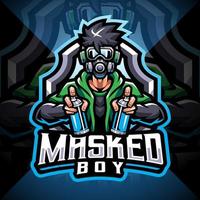 design do logotipo do mascote do mascarado menino esport vetor