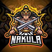 design do logotipo do mascote nakula esport vetor