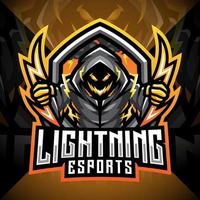 design do logotipo do mascote lightning esport vetor