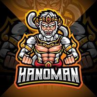 design do logotipo do mascote hanoman esport vetor