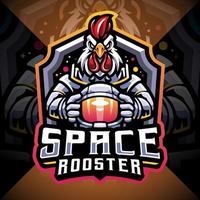 design do logotipo do mascote espacial galo esport vetor