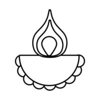 ícone de estilo de linha de vela diwali vetor