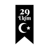 Dia de celebração do bayrami de cumhuriyet com número 29 em estilo de silhueta pendurada de fita vetor