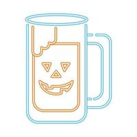 jarra de cerveja com rosto de halloween estilo neon vetor