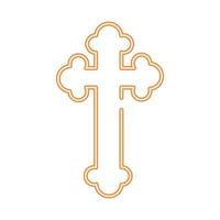 ícone de estilo néon do símbolo da cruz religiosa vetor