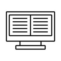 Tecnologia de e-book em ícone de estilo de linha de desktop vetor