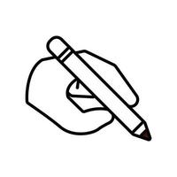 mão com ícone de estilo de linha para escrever a lápis vetor