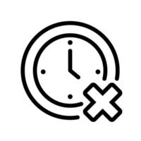 relógio de ponto com ícone de estilo de linha x vetor