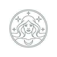 vintage círculo placa linha arte mulheres logotipo Projeto crachá vetor