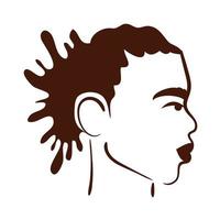 perfil etnia jovem afro com ícone de estilo de silhueta de estilo de cabelo rasta vetor