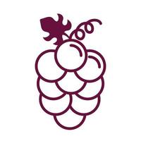 ícone de estilo de linha uvas frutas frescas vetor