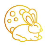 Feliz meados de outono festival ícone de estilo gradiente de desenho de lua de coelho vetor