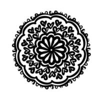 ícone de estilo de silhueta floral de mandala circular vetor