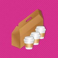 maquete de caixa de papel nd xícaras de café estilo gradiente vetor