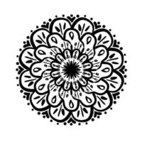 ícone de estilo de silhueta floral de mandala circular vetor