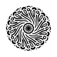 ícone de estilo de silhueta floral de mandala circular vetor