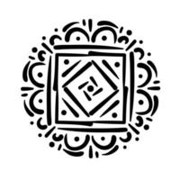 ícone de estilo de silhueta floral de mandala quadrada vetor