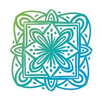 ícone de estilo de silhueta floral de mandala quadrada vetor