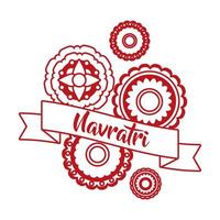 feliz celebração navratri com estilo de linha decorativa de cadarços vetor