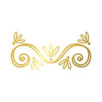 moldura de borda elegante com ícone de estilo gradiente dourado de decoração de folhas vetor