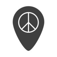 ícone de silhueta do dia dos direitos humanos do ponteiro de localização sinal da paz vetor