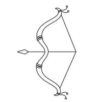 arco com ícone de estilo de linha dussehra de seta vetor
