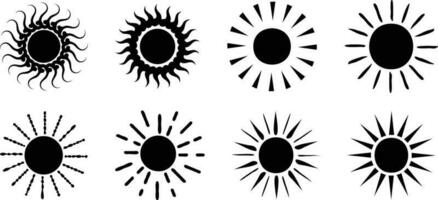 mão desenhado esboço do uma Sol forma ícones vetor