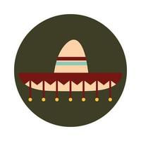 sombrero mexicano ornamento roupas cultura folclórica tradicional bloco e ícone plano vetor