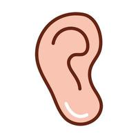 corpo humano anatomia orelha órgão saúde linha e ícone de preenchimento vetor