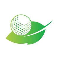 golfe bola e folha logotipo vetor ilustração