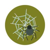 Feliz Dia das Bruxas aranha em Teia de Aranha Doçura ou Travessura Festa Celebração plana e ícone de bloco vetor