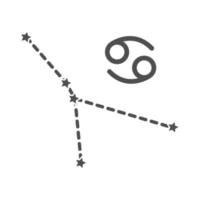 Ícone de estilo de linha astrológica de constelação de câncer do zodíaco vetor