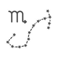 Ícone de estilo de linha astrológica da constelação de Escorpião do Zodíaco