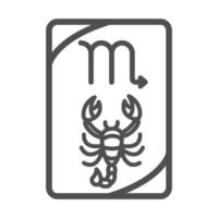 Ícone de estilo de linha de cartão de previsão de tarô esotérico Escorpião do zodíaco vetor