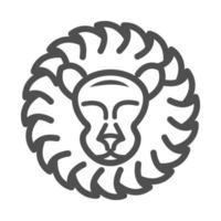 animal cabeça de leão sobre ícone de estilo de linha de fundo branco vetor