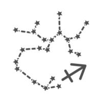 Ícone de estilo de linha astrológica da constelação de Zodíaco Sagitário vetor