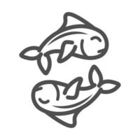 peixes vida marinha sobre ícone de estilo de linha de fundo branco vetor