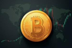 bitcoin frente Visão em global mercado gráfico vetor