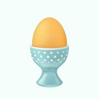 Castanho ovo dentro azul eggcup em branco vetor