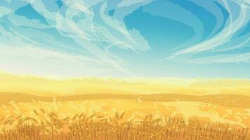 dourado cor campo com trigo azul céu vetor