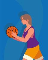 mulher jogador de basquete vetor