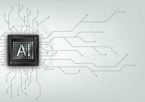 artificial inteligência tecnologia com uma vetor ilustração exibindo uma microchip cercado de uma o circuito borda. descobrir a desatado integração do ai dentro moderno tech. futurista conceito