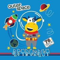 vaca o astronauta desenho animado animal vetor