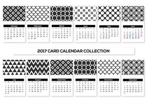 Preto e Branco Mini 2017 Calendário Cartões vetor