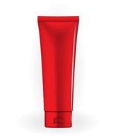 frasco de creme vermelho natural 3d realista isolado no fundo branco, modelo de produto de cosméticos de moda para anúncios, folheto, banner ou fundo de revista. ilustração vetorial vetor