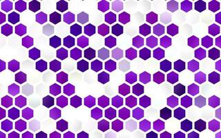 layout de vetor roxo claro com formas hexagonais.